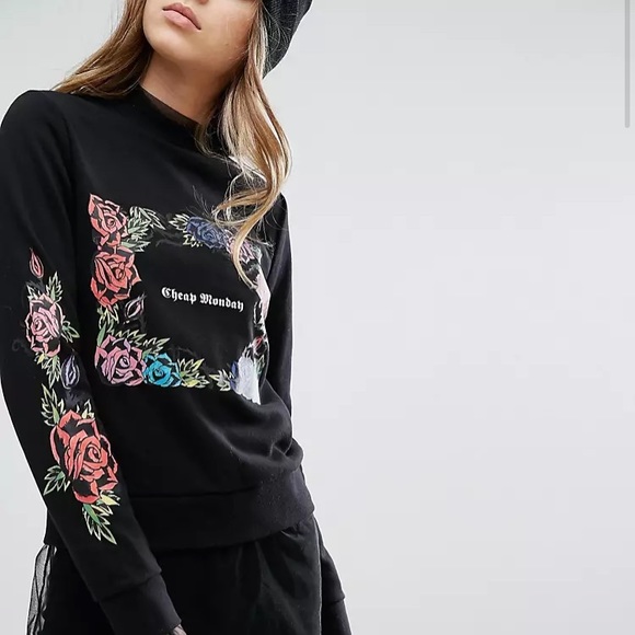 Cheap Monday Floral Slogan Sweatshirt - Picture 4 of 4
